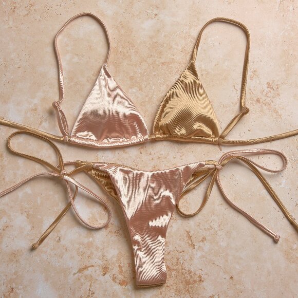 19 SWIMWEAR Other - Champagne Metallic Bikini Set